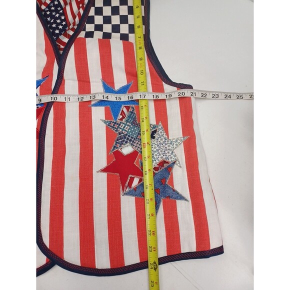 Vtg Handmade Americana Vest Open Front Uncle Sam USA Flag Insulated M/L Cut Up - Picture 10 of 10